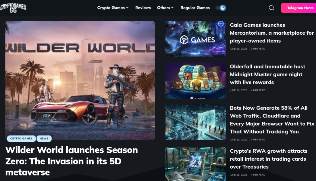 CryptoGames.gg — A crypto games list that reads the blockchain so it never goes stale.