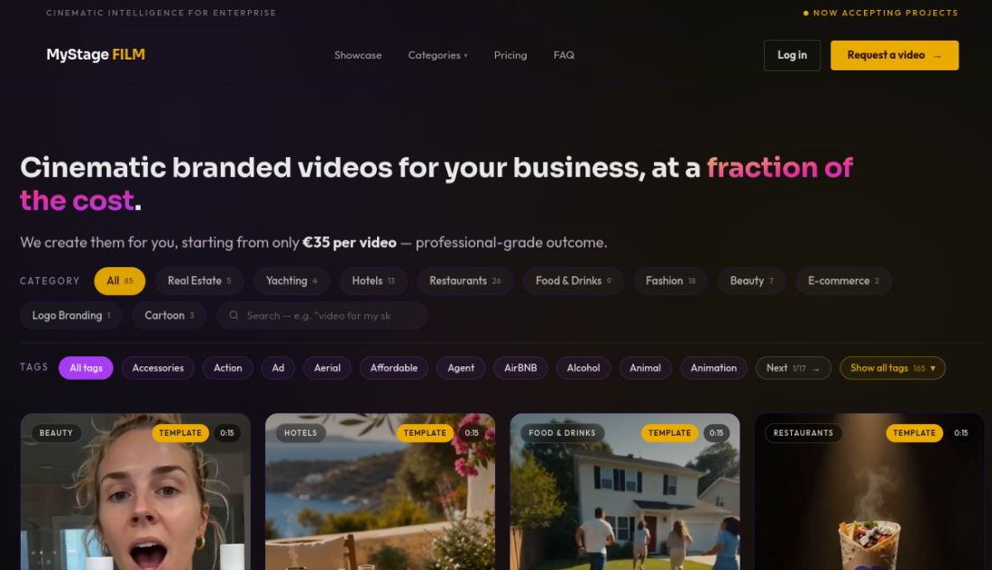 MyStage FILM — Cinematic branded AI video, delivered from €35.