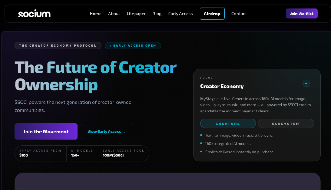 Socium ($SOCI) — A deflationary Sui token, built to power a real AI platform.